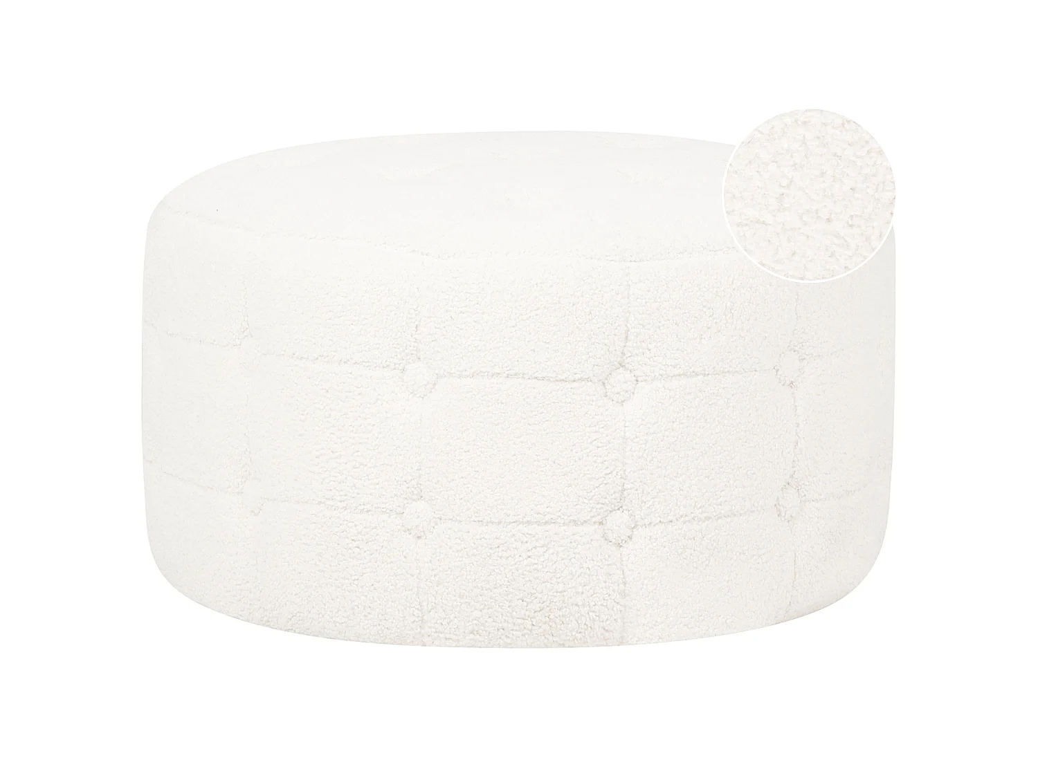 Pouf TAMPA Bouclé Weiss 55 cm 55 cm 30 cm