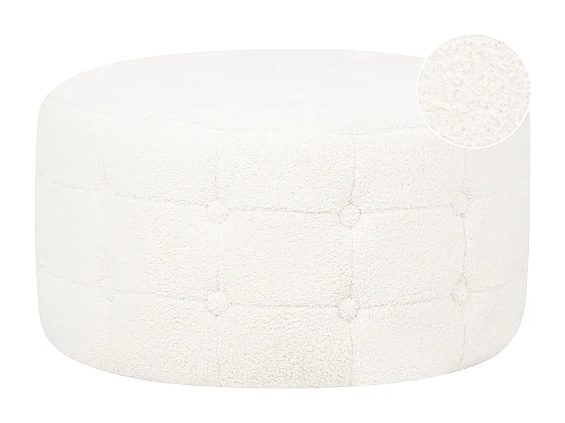 Poef TAMPA Bouclé Wit 55 cm 55 cm 30 cm
