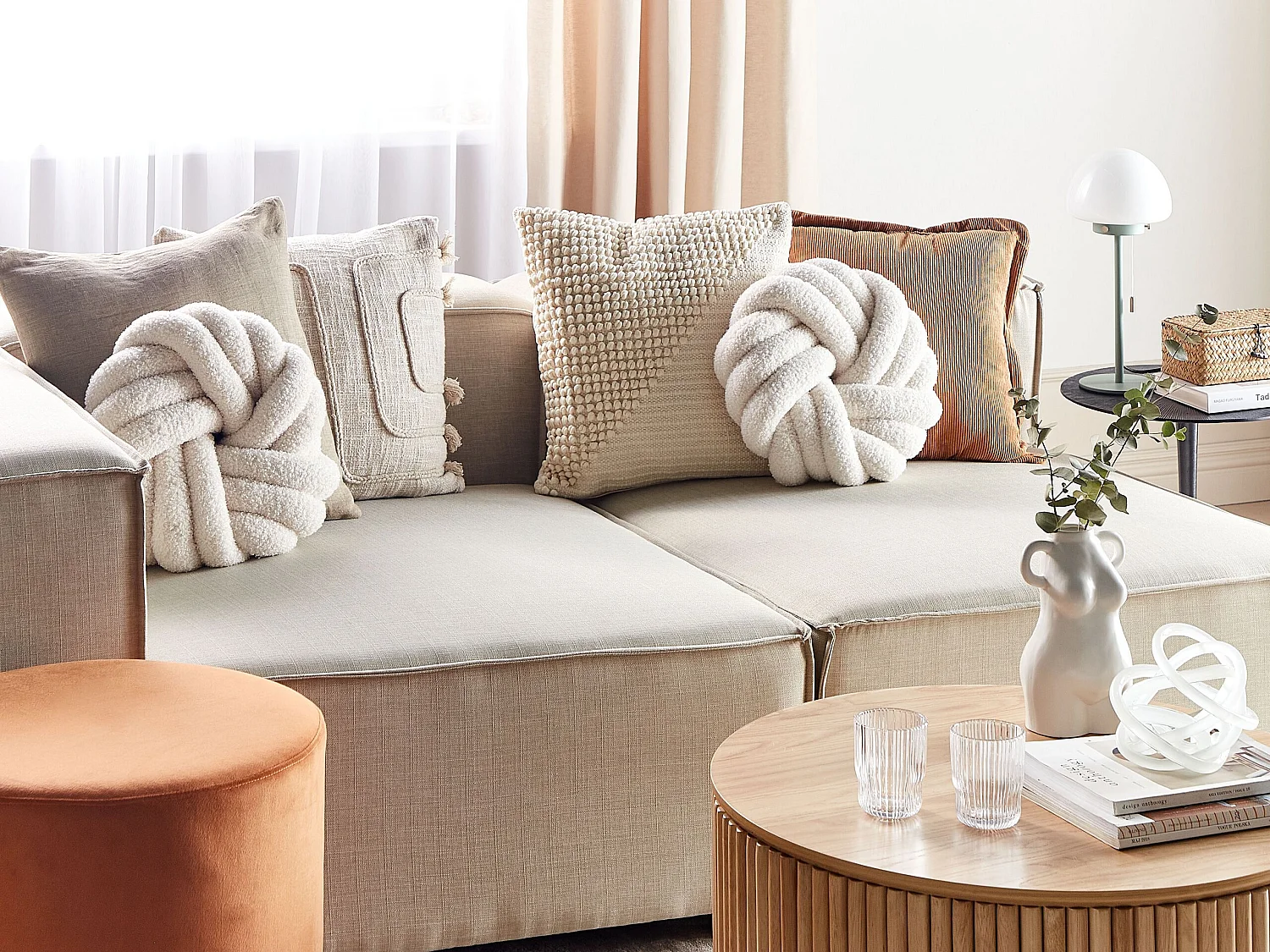 Almofada decorativa AKOLA Bouclé 31 x 31 cm Branco creme Sólido