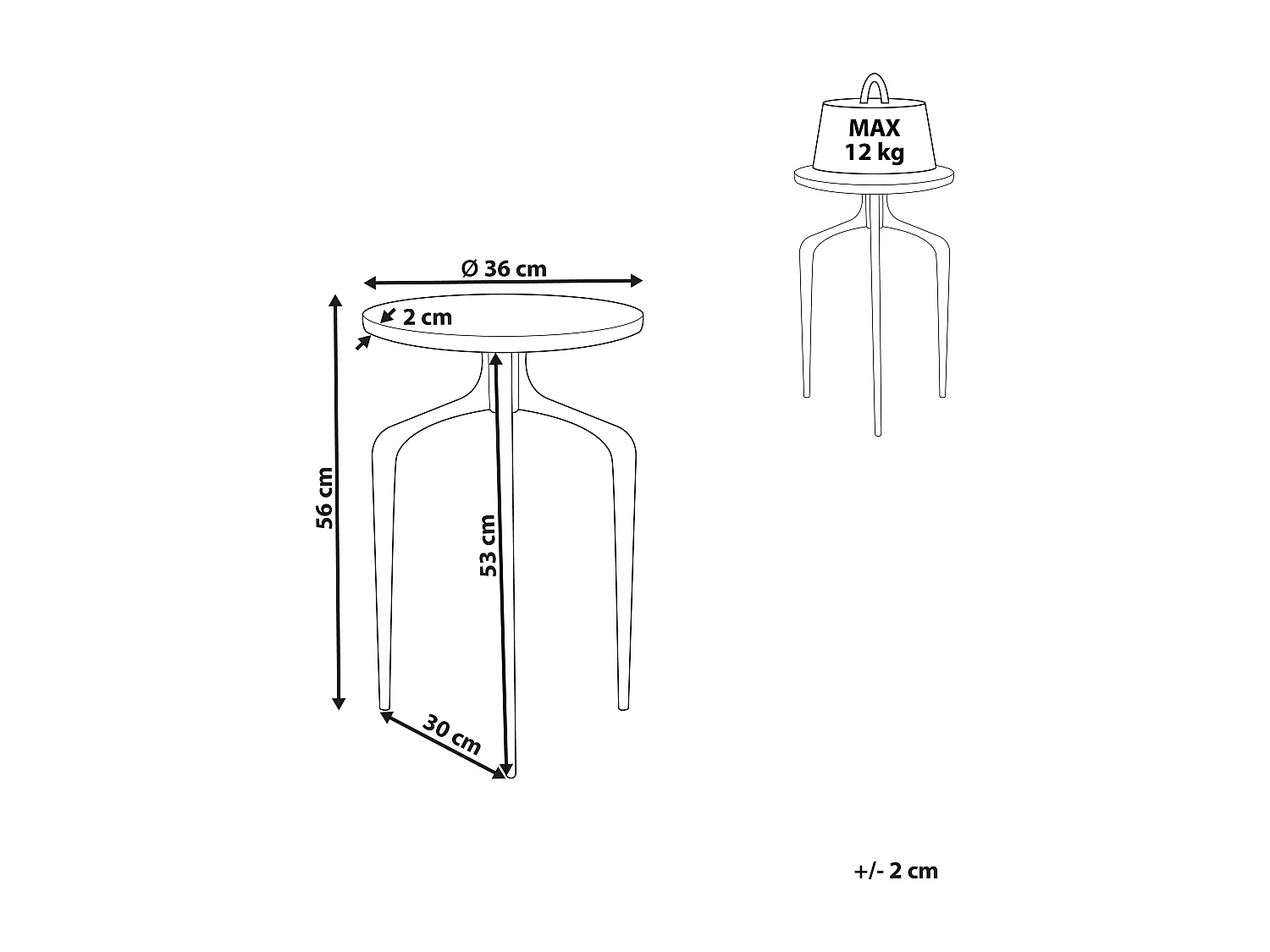 Bijzettafel TIHOI Marmer Zwart/wit