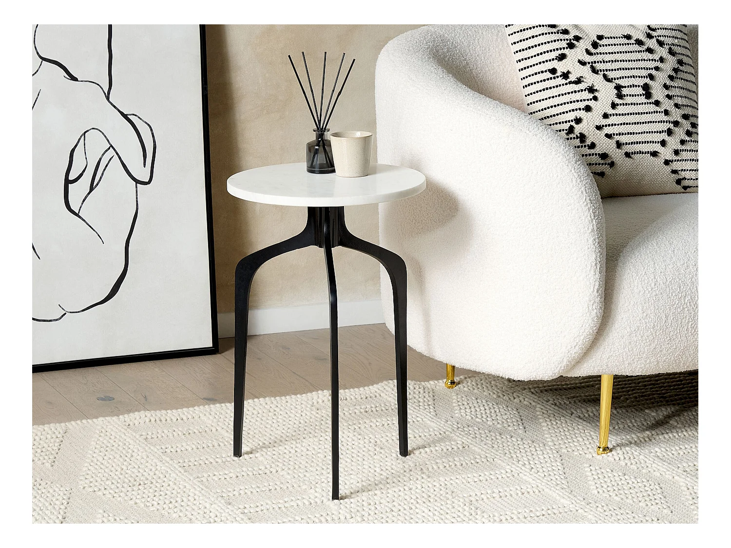 Table d'appoint TIHOI Marbre Noir/blanc