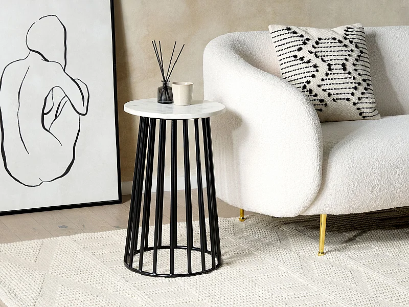 Table d'appoint TAREE Marbre Noir/blanc