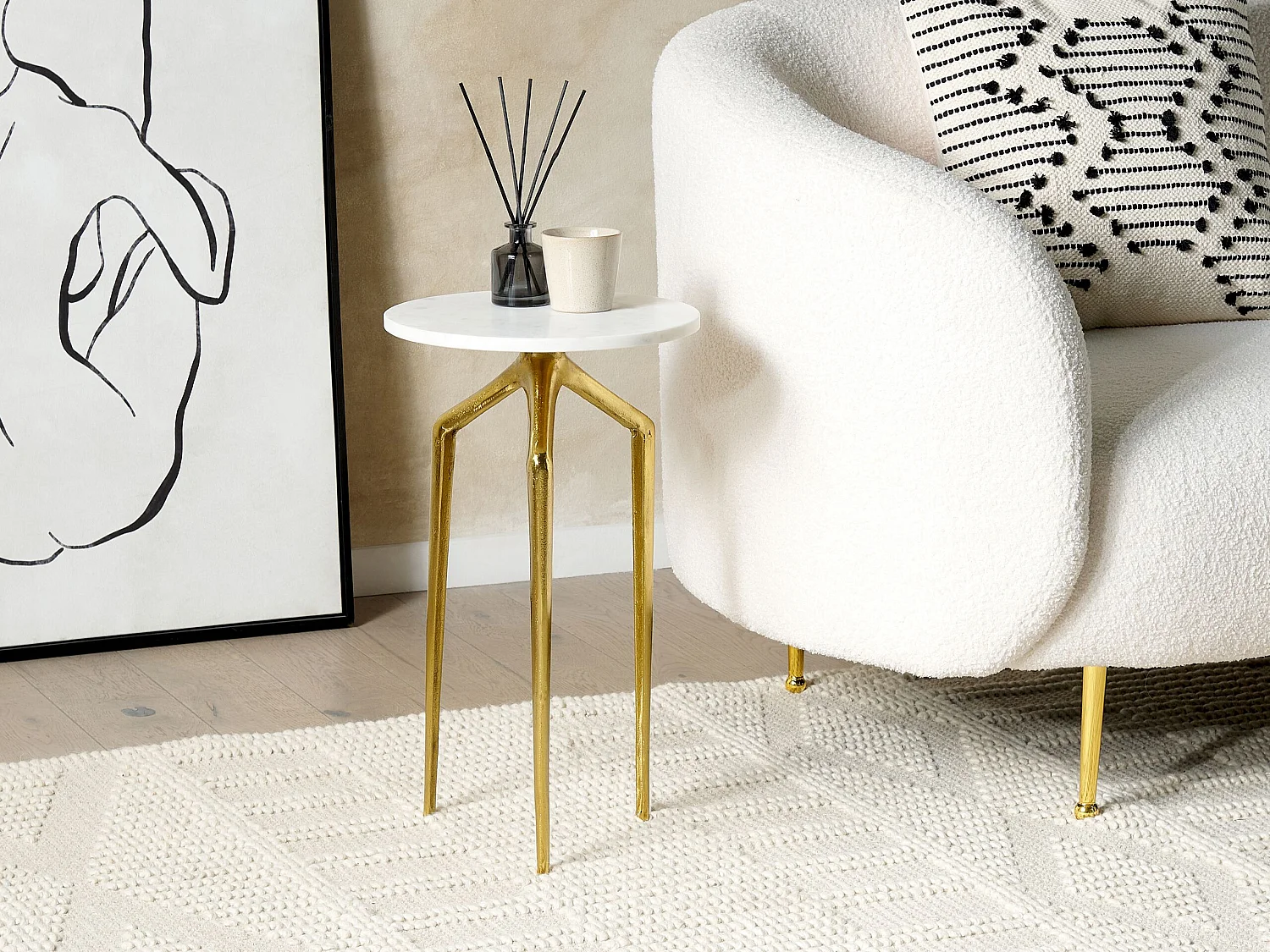 Table d'appoint TILPA Marbre Blanc