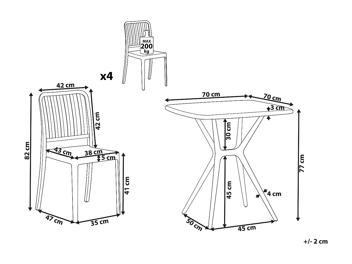 Tuinset 4-zitter SERSALE Wit