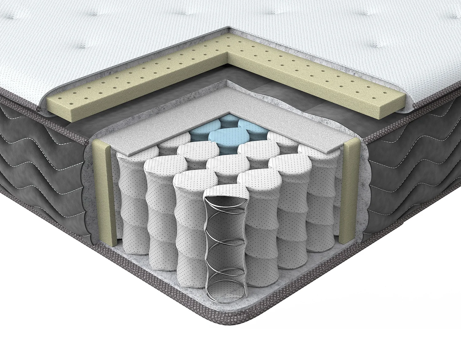 Matelas à ressorts ensachés en latex JOY Moyennement ferme 160 x 200 cm