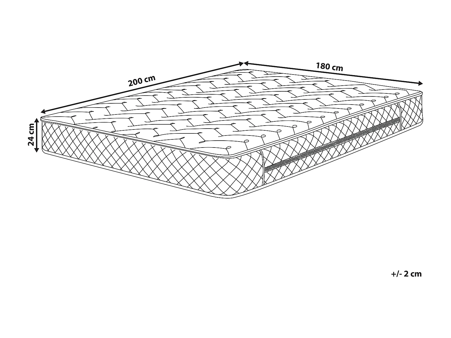 Matelas à ressorts ensachés en mousse à mémoire de forme GLORY Moyennement ferme 180 x 200 cm