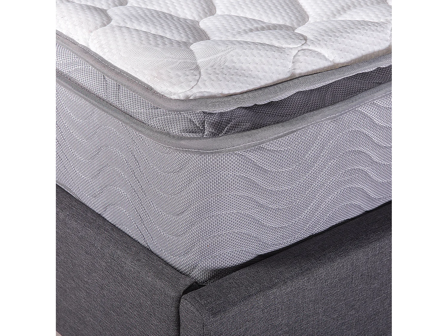 Colchón de muelles ensacados duro de poliéster blanco crema/gris 90 x 200 cm SPLENDOUR