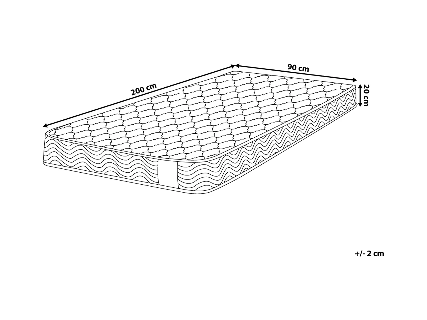 Matelas à ressorts ensachés BLISS Moyennement ferme 90 x 200 cm