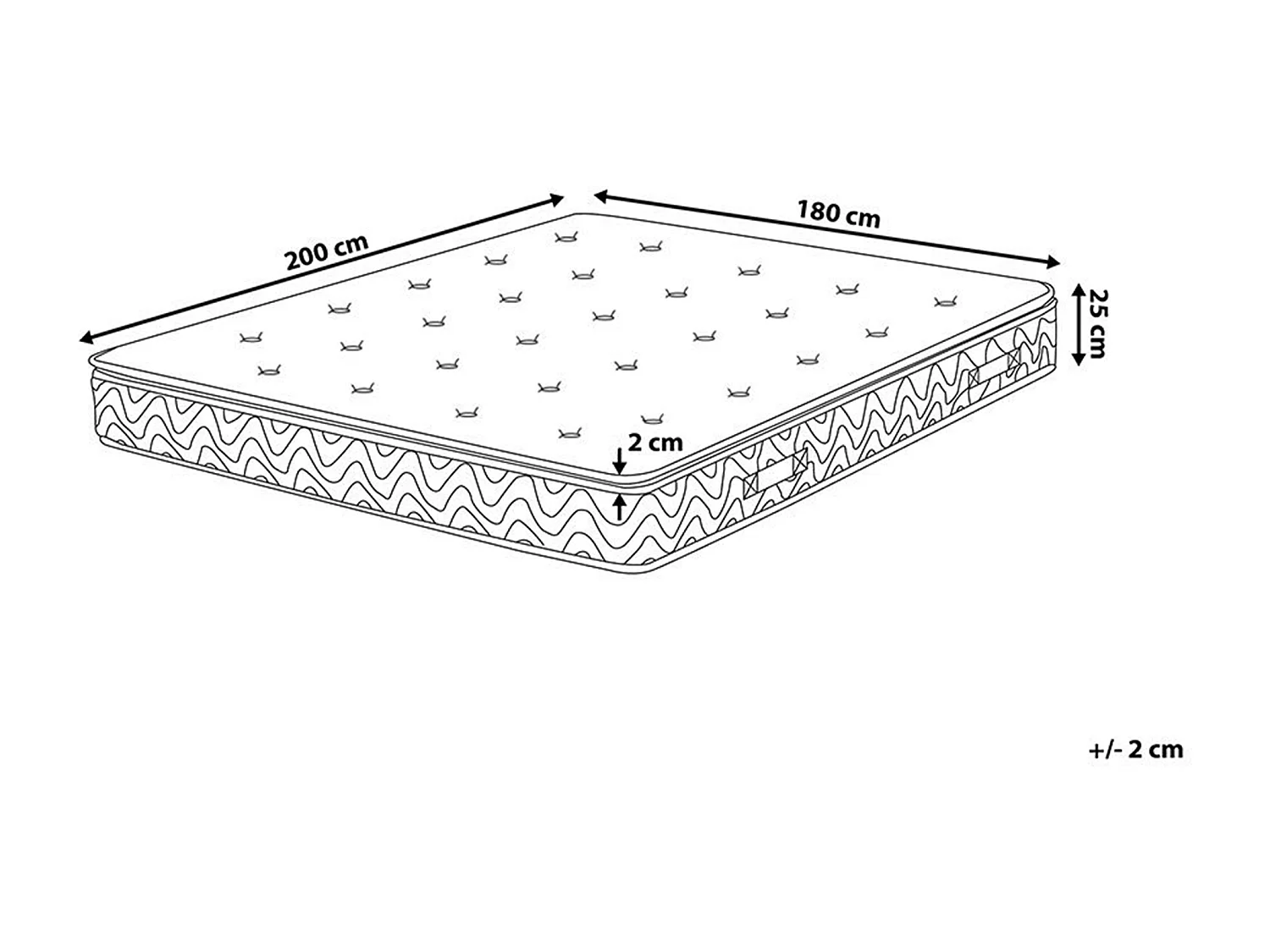 Matelas à ressorts ensachés en mousse à mémoire de forme LUXUS H2/3 Moyen 180 x 200 cm