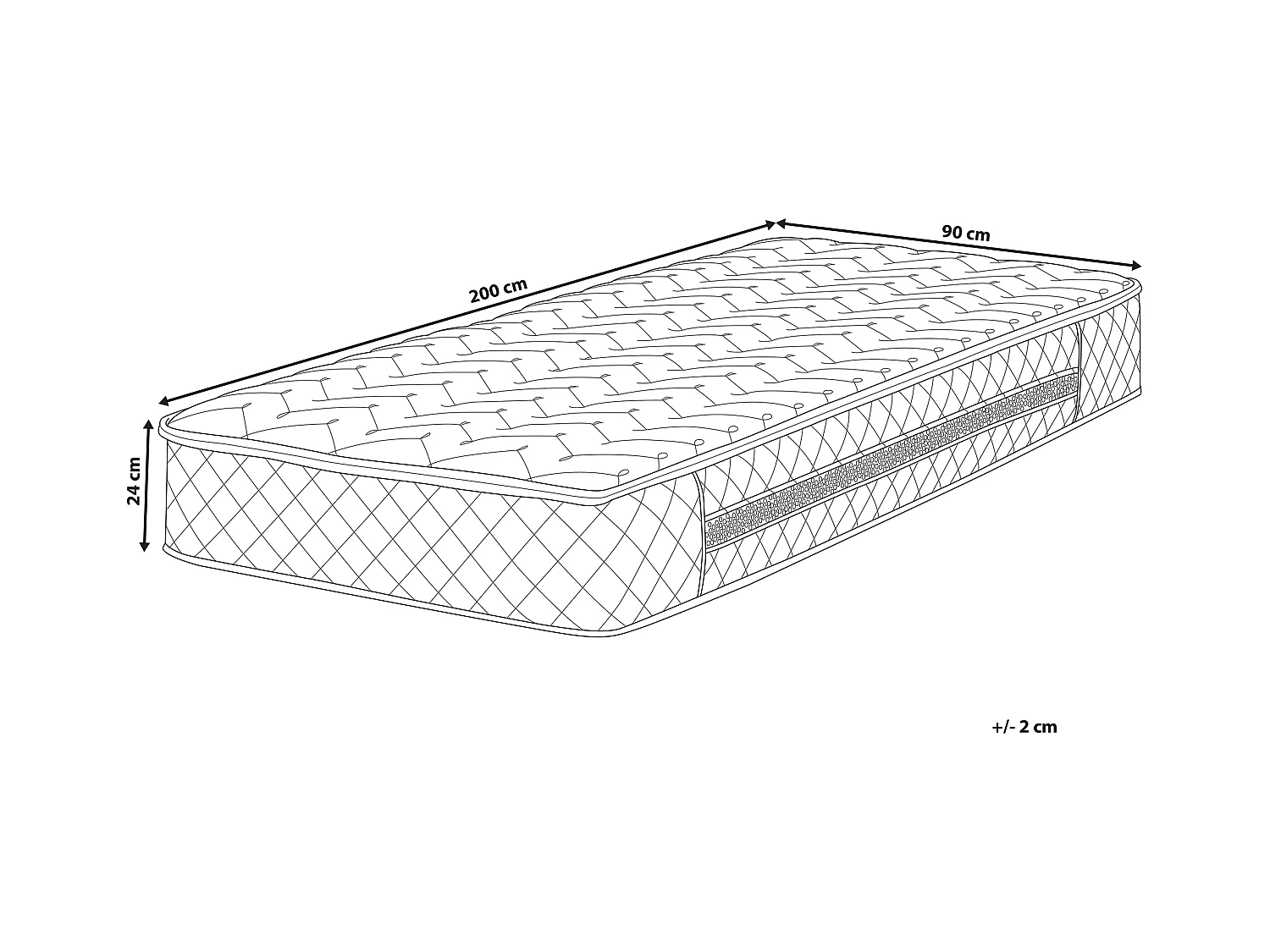 Pocketveringmatras met afneembare hoes 90 x 200 cm hard GLORY
