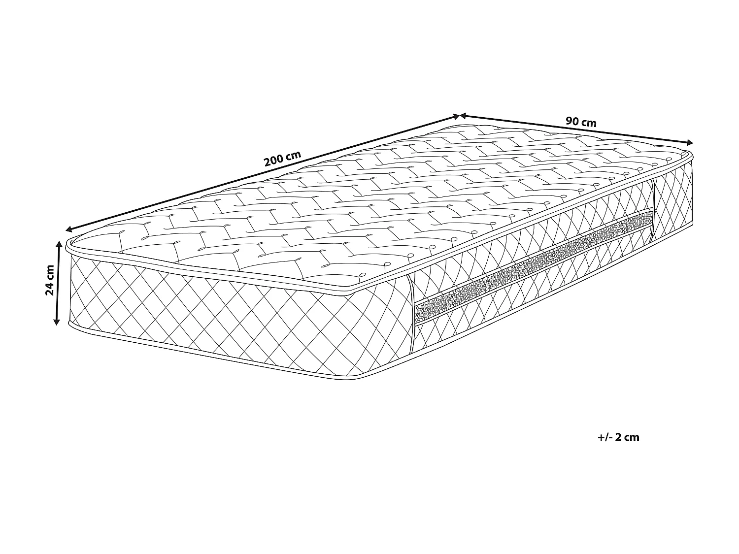 Traagschuim pocketvering matras GLORY Middelhard 90 x 200 cm