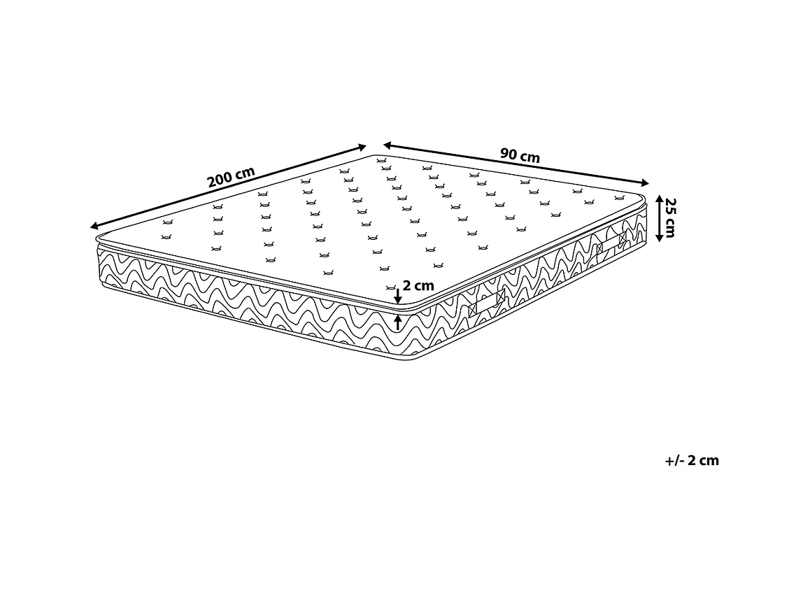 Matelas à ressorts ensachés en latex JOY H2/3 Moyen 90 x 200 cm