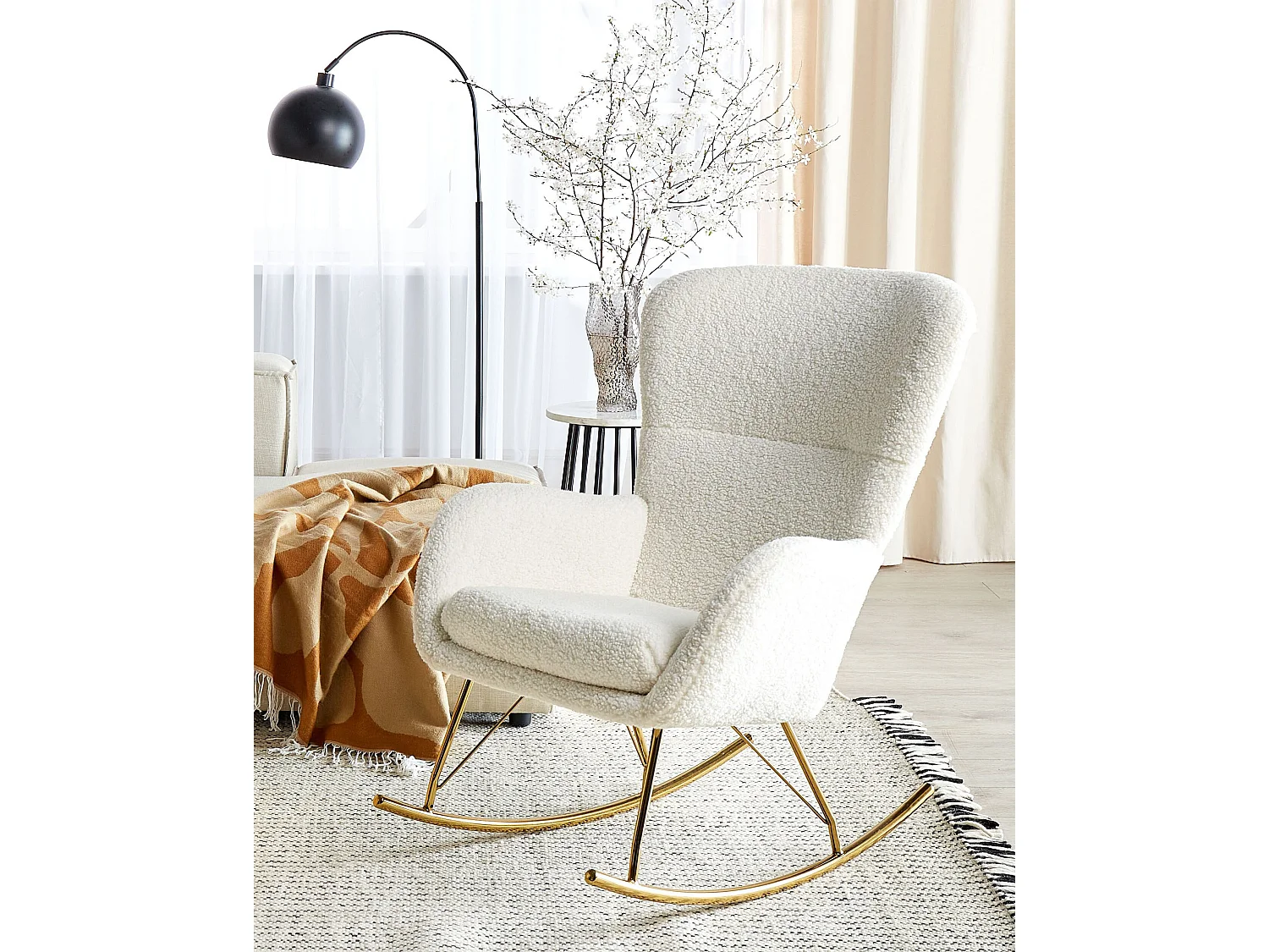 Fauteuil à bascule ANASET Bouclé Blanc