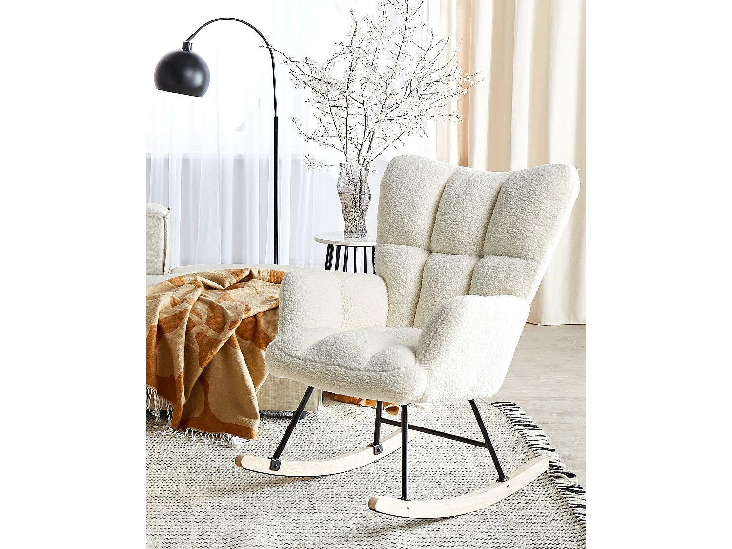 Fauteuil à bascule OULU Bouclé Blanc