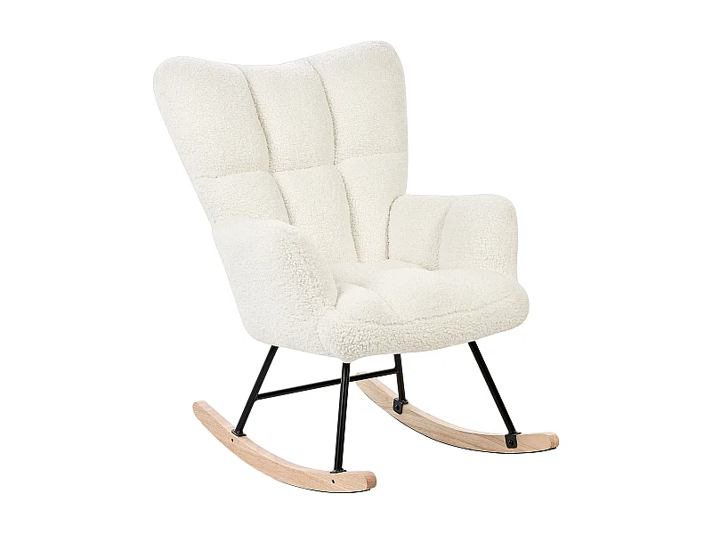 Poltrona de Baloiço OULU Bouclé Branco