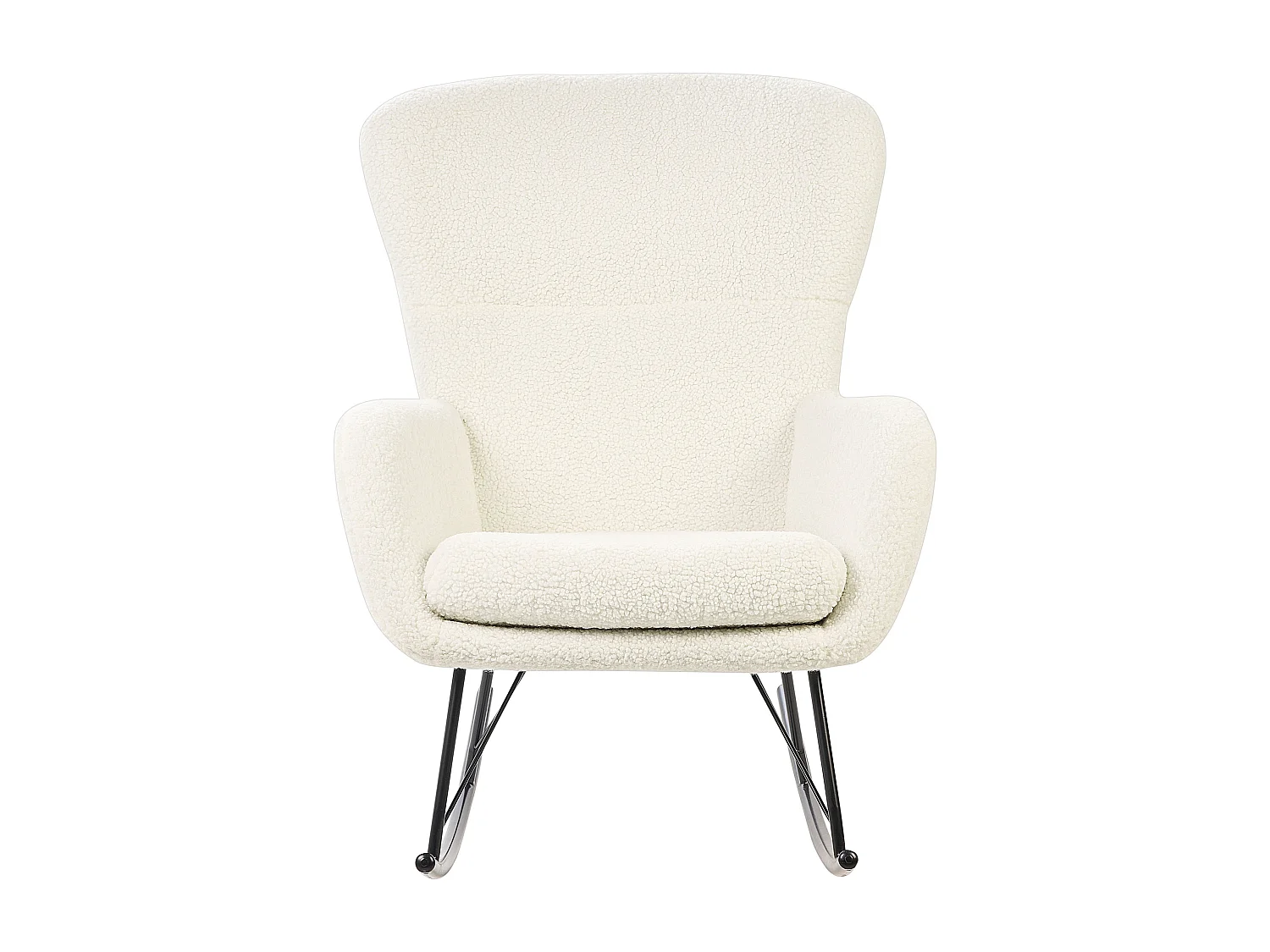 Schaukelsessel Bouclé Stoff creme weiß / schwarz Schaukelstuhl modern Anaset