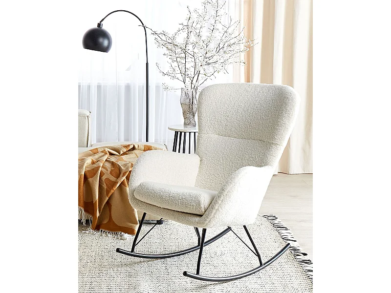 Fauteuil à bascule ANASET Bouclé Beige clair