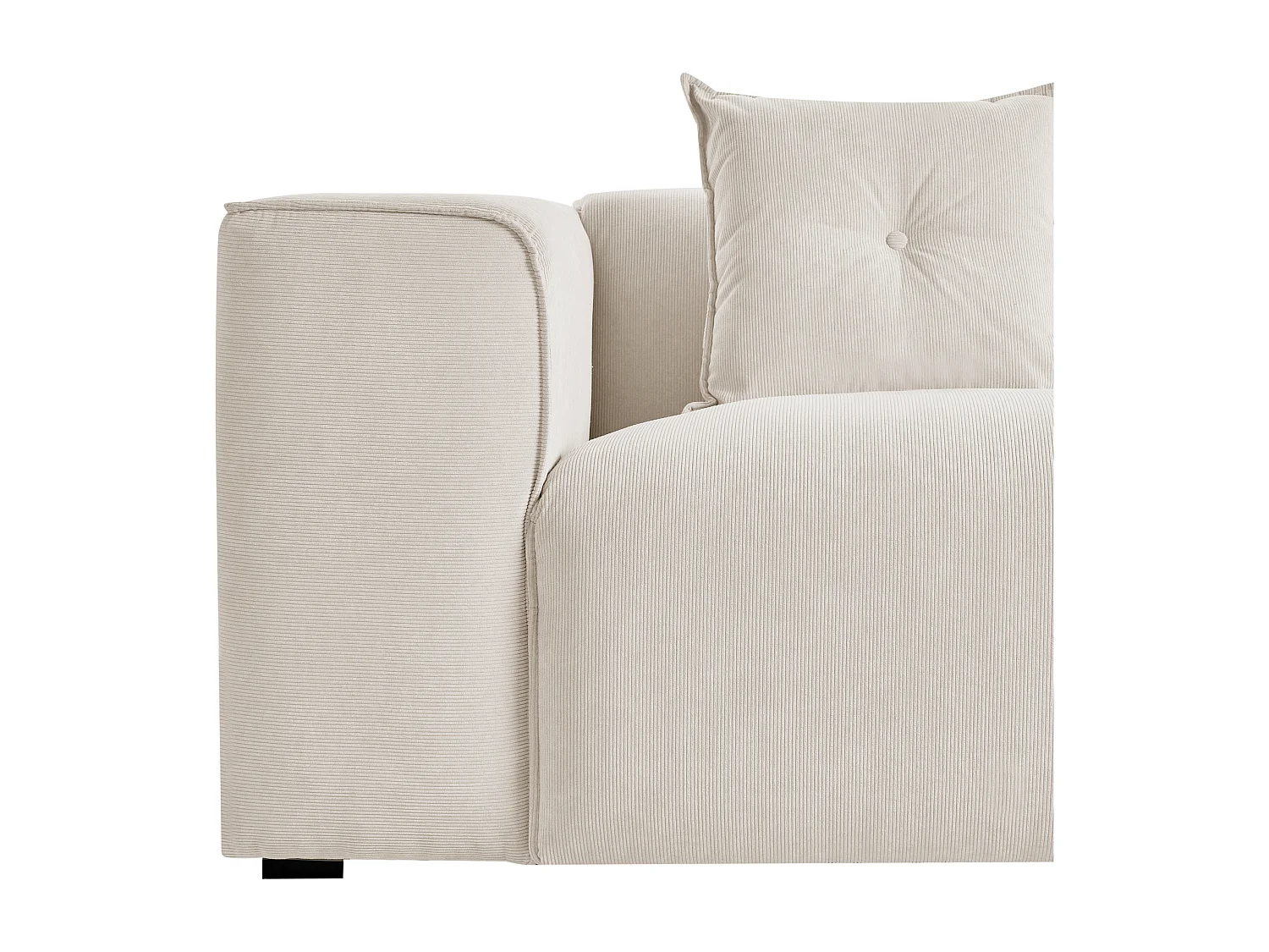 Canapé d'Angle Côté droite 3 Places avec Coussins Rembourré en Velours Côtelé Blanc Cassé Dolva