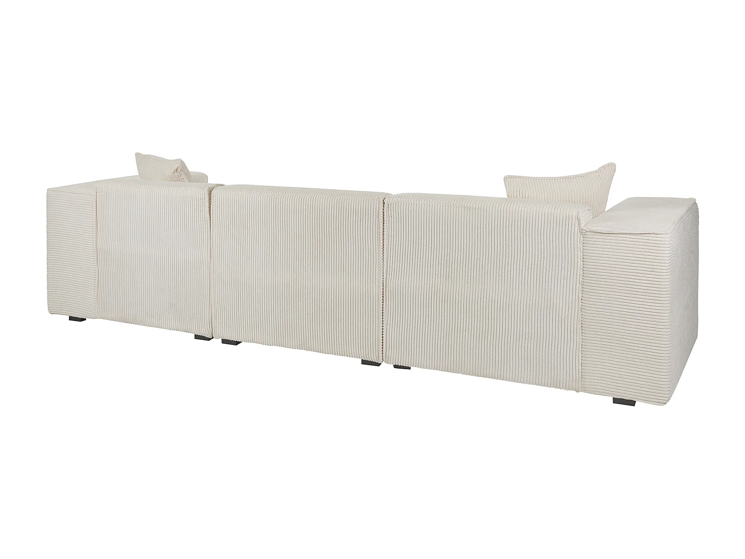 Canapé d'Angle Côté droite 3 Places avec Coussins Rembourré en Velours Côtelé Blanc Cassé Dolva