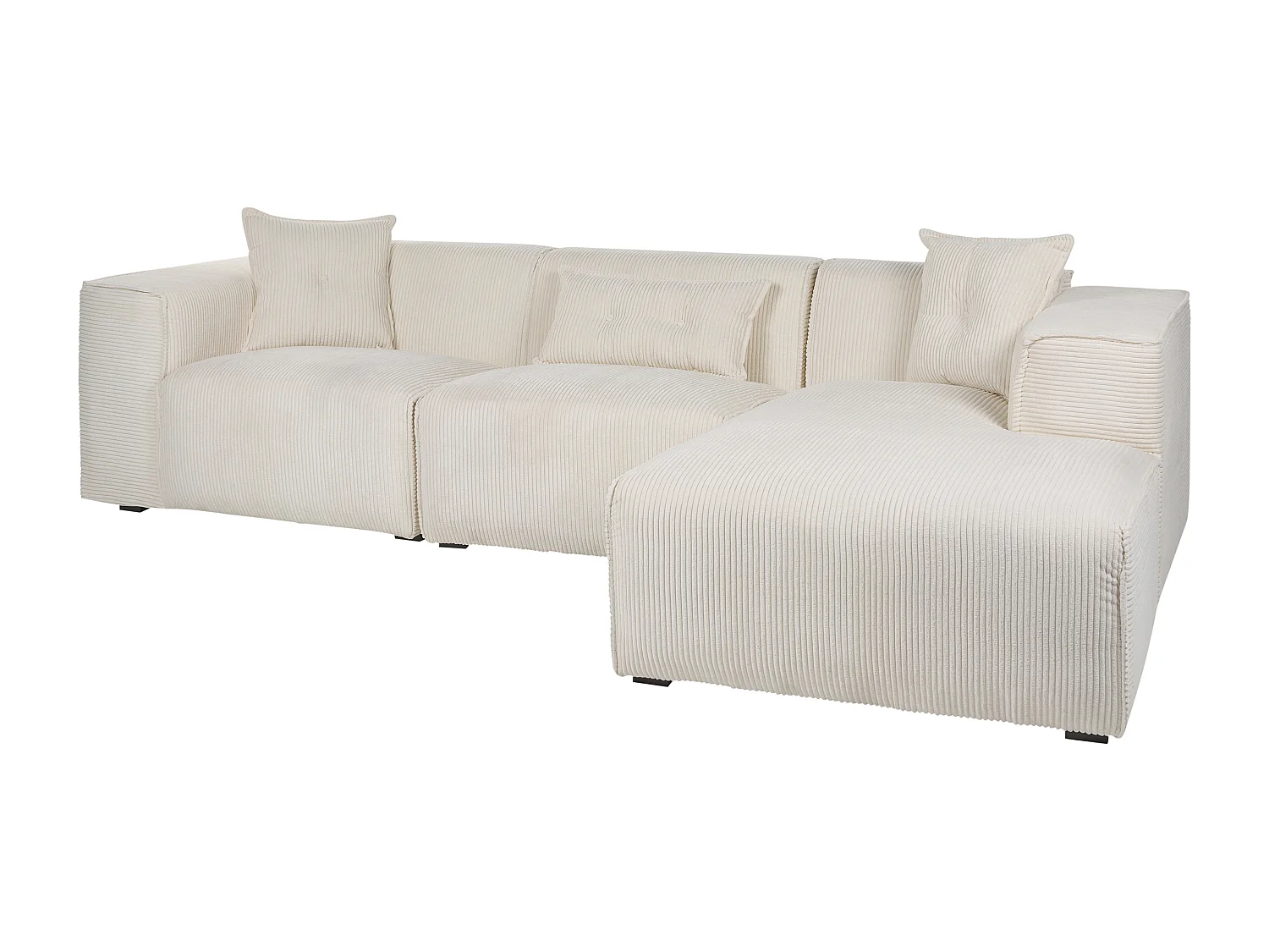 Sofá esquinero DOLVA Pana Blanco crema 3 plazas Izquierda