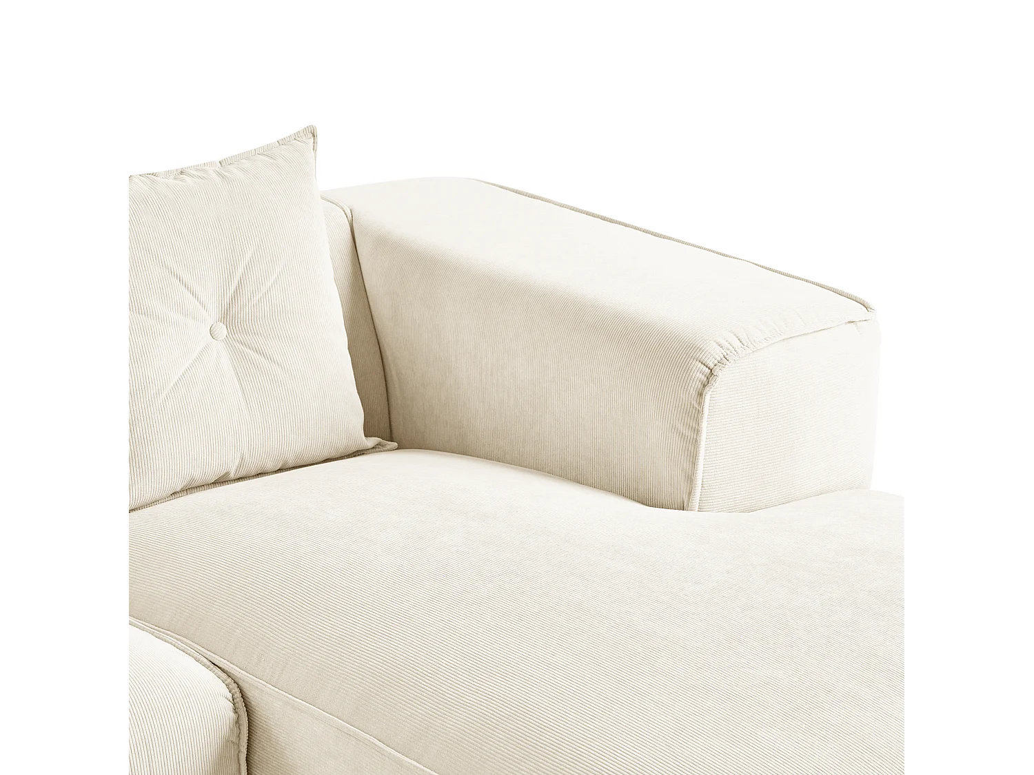 Sofá esquinero DOLVA Pana Blanco crema 3 plazas Izquierda