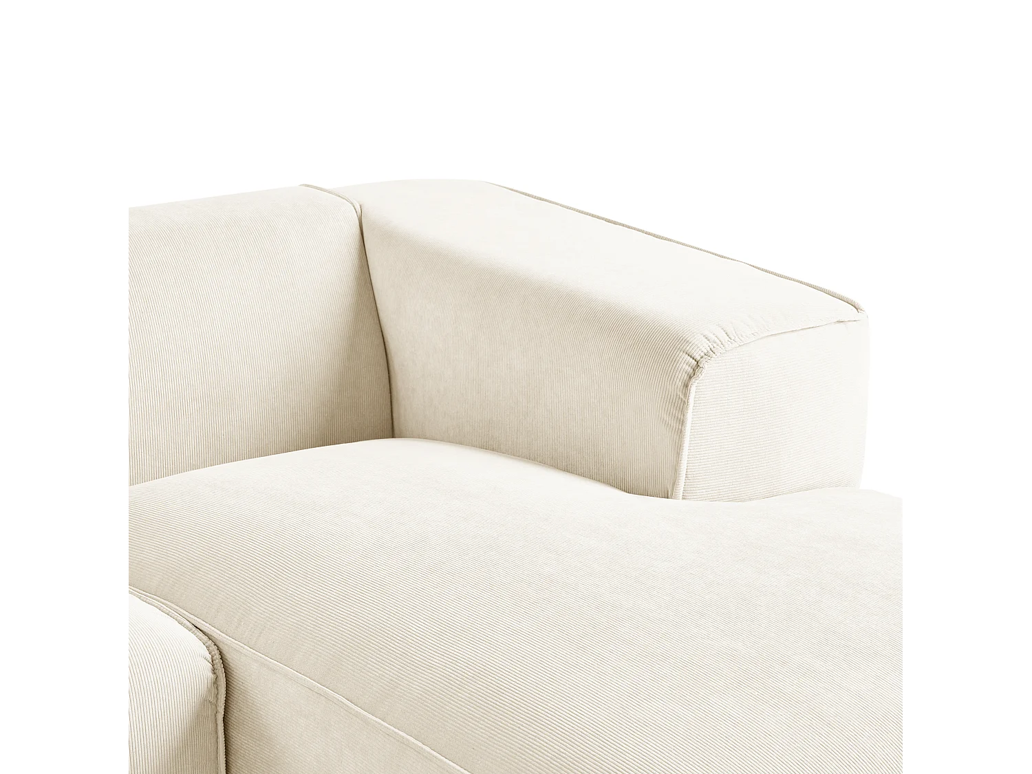 Sofá esquinero DOLVA Pana Blanco crema 3 plazas Izquierda