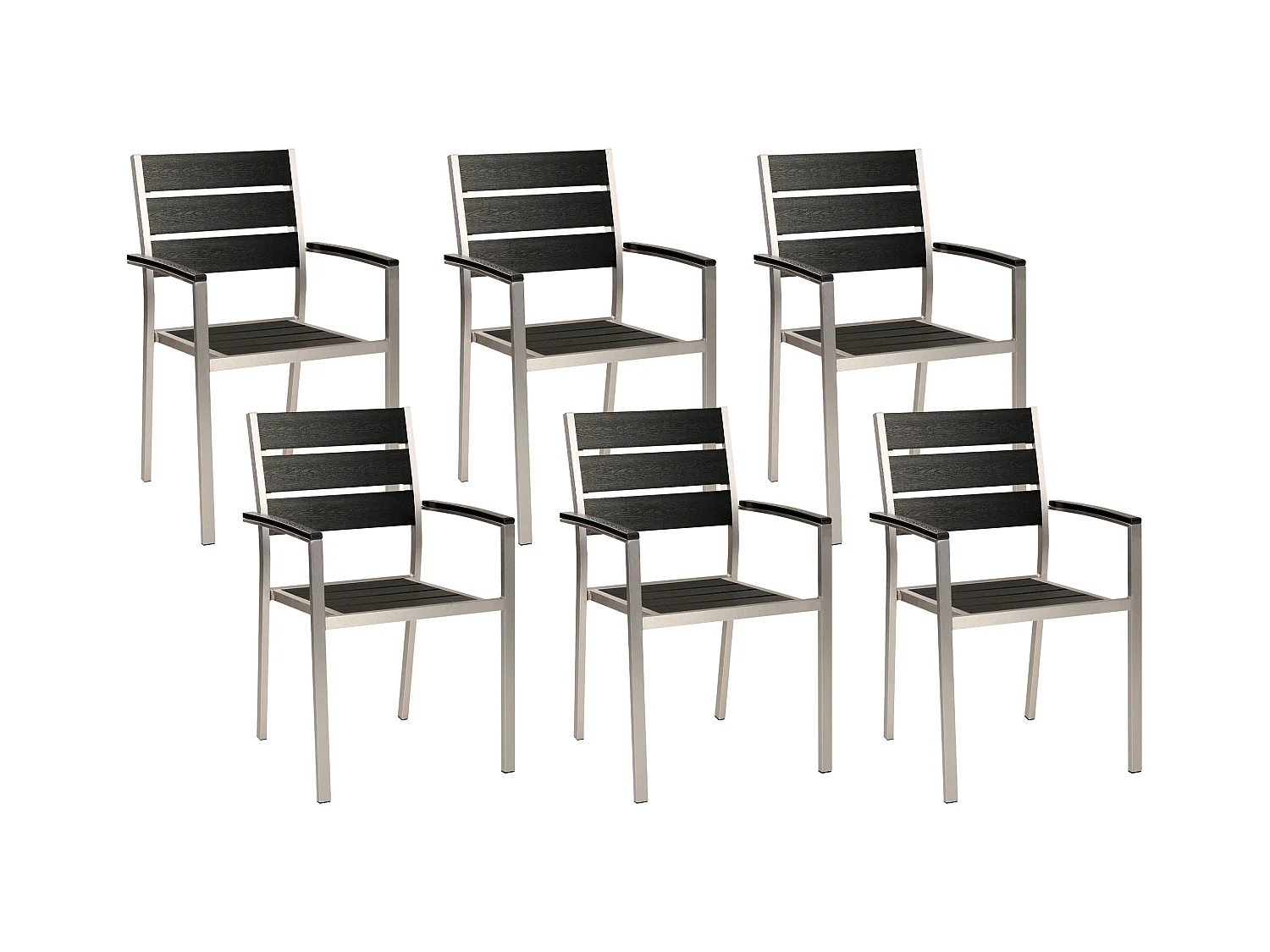 Lot de 6 chaises de jardin VERNIO Noir/argenté