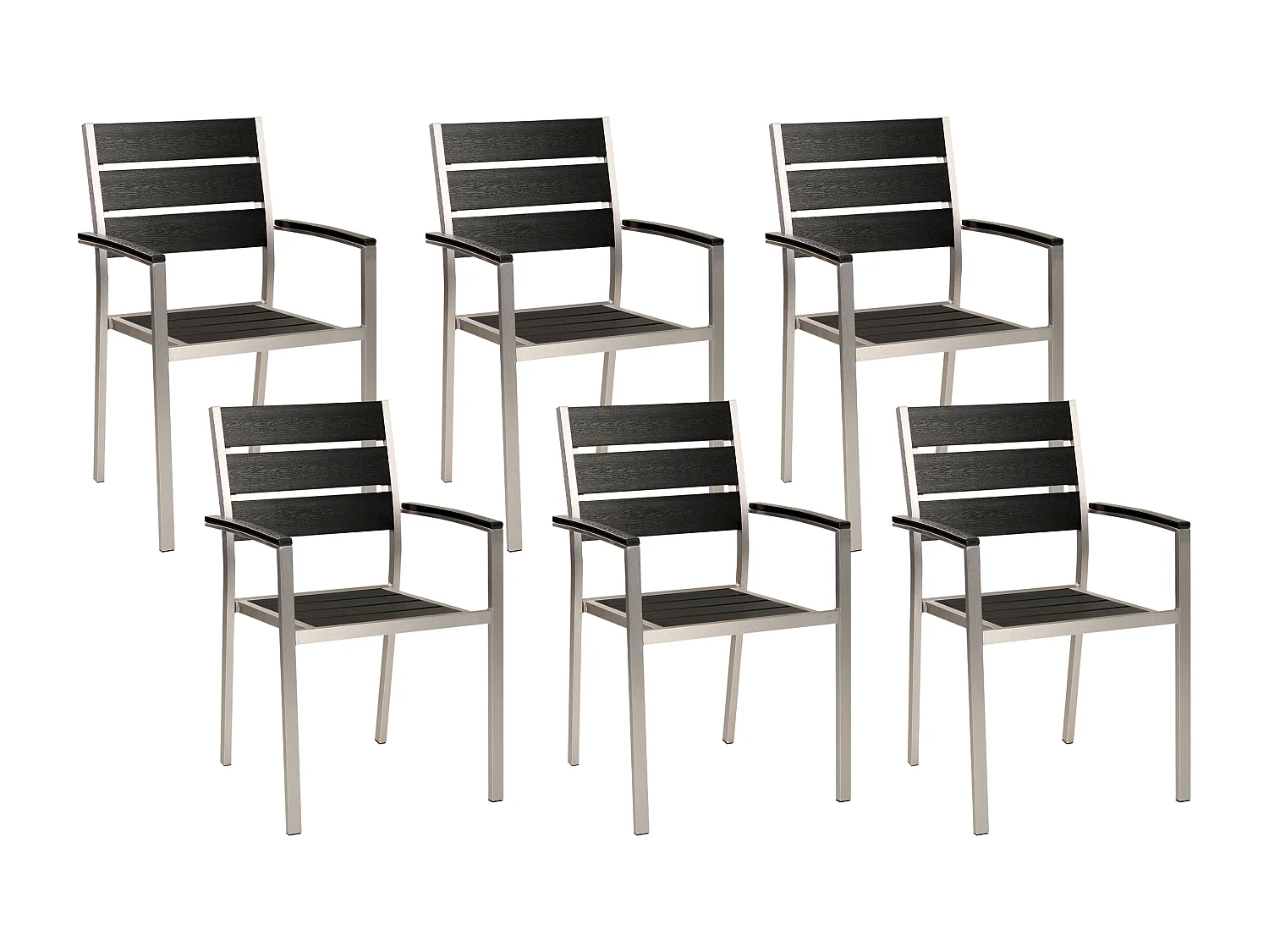 Lot de 6 chaises de jardin VERNIO Noir/argenté