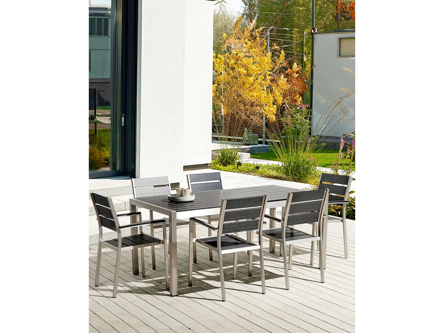 Lot de 6 chaises de jardin VERNIO Noir/argenté
