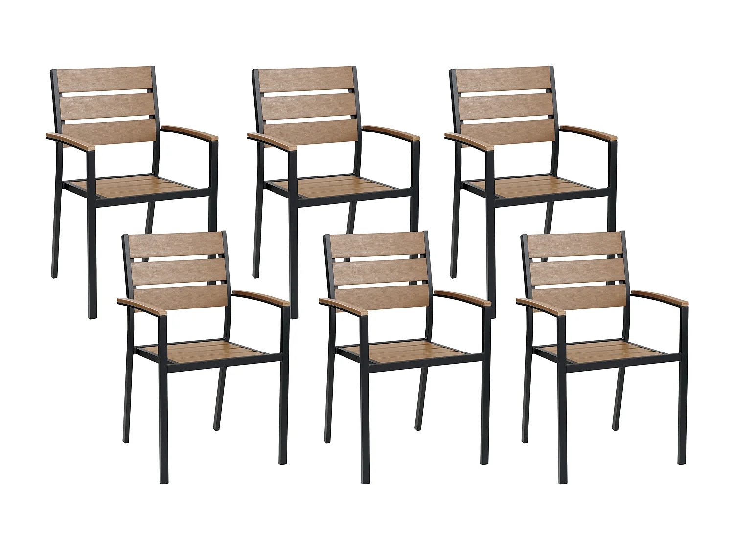 Lot de 6 chaises de jardin VERNIO Marron/noir