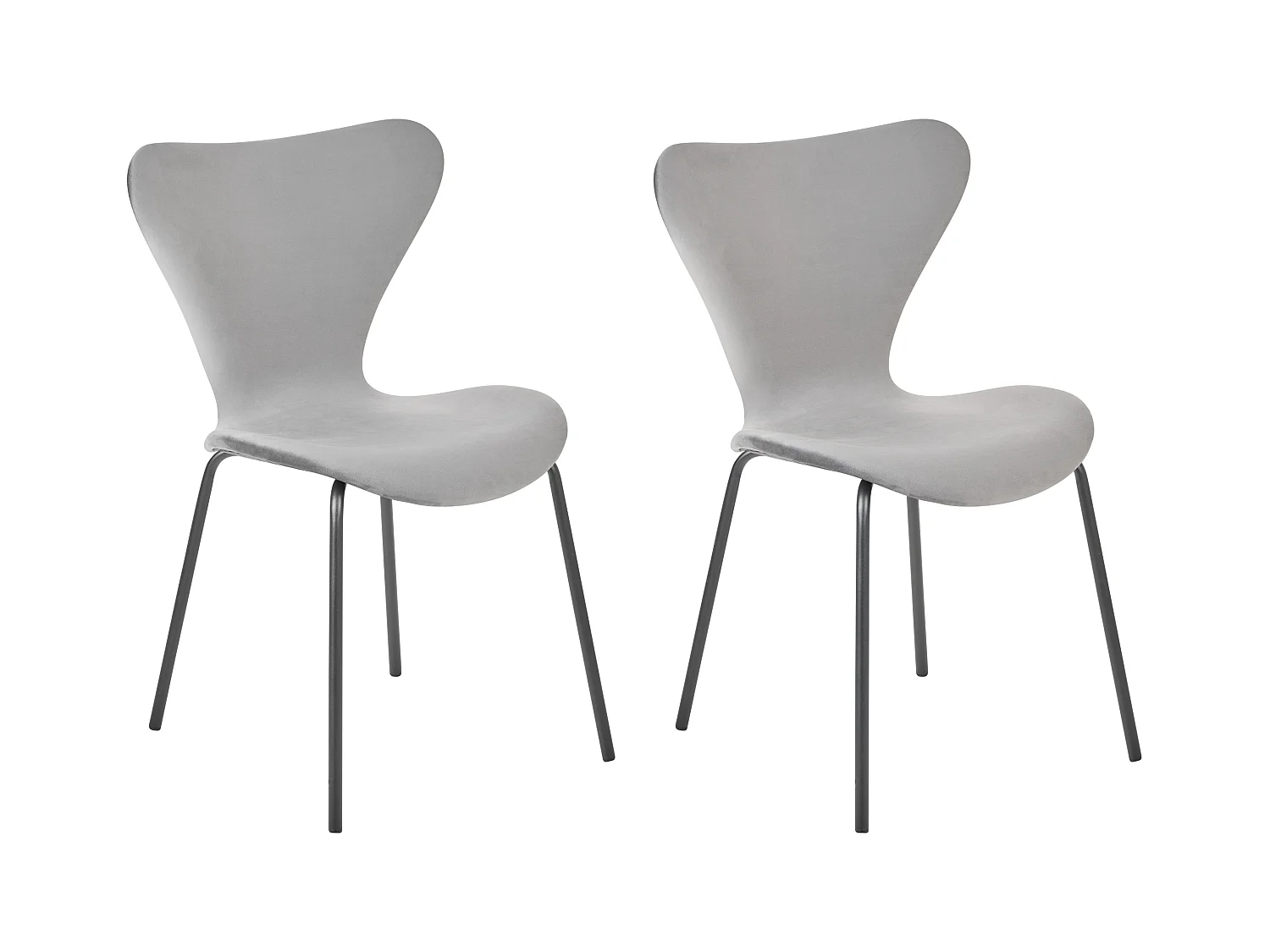 Lot de 2 chaises de salle à manger BOONVILLE Velours Gris clair