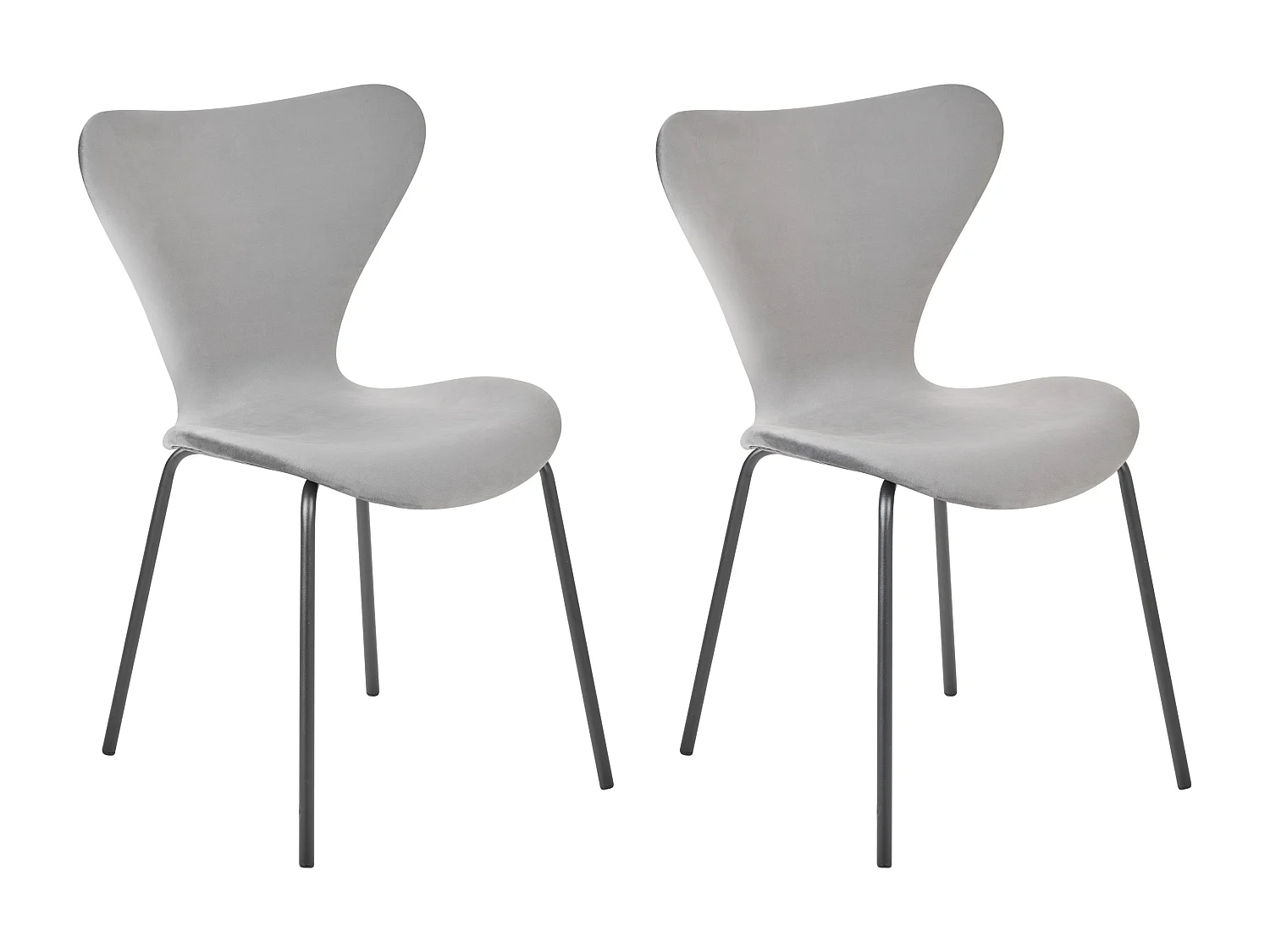 Lot de 2 chaises de salle à manger BOONVILLE Velours Gris clair