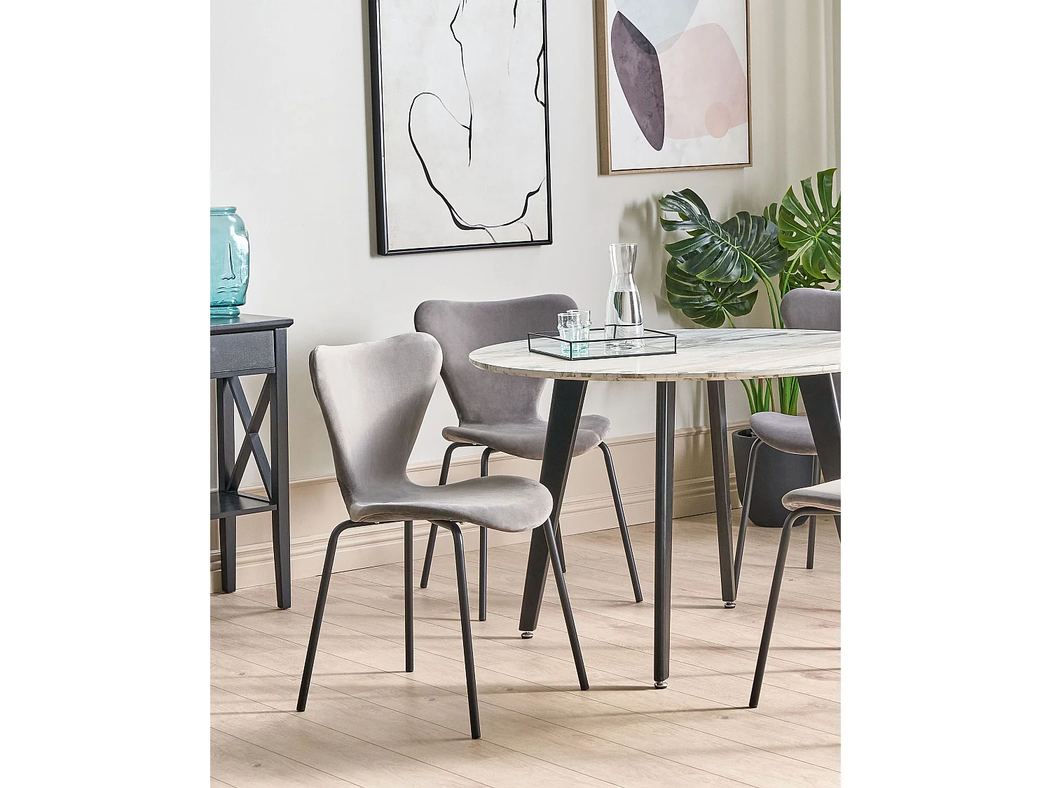 Lot de 2 chaises de salle à manger BOONVILLE Velours Gris clair
