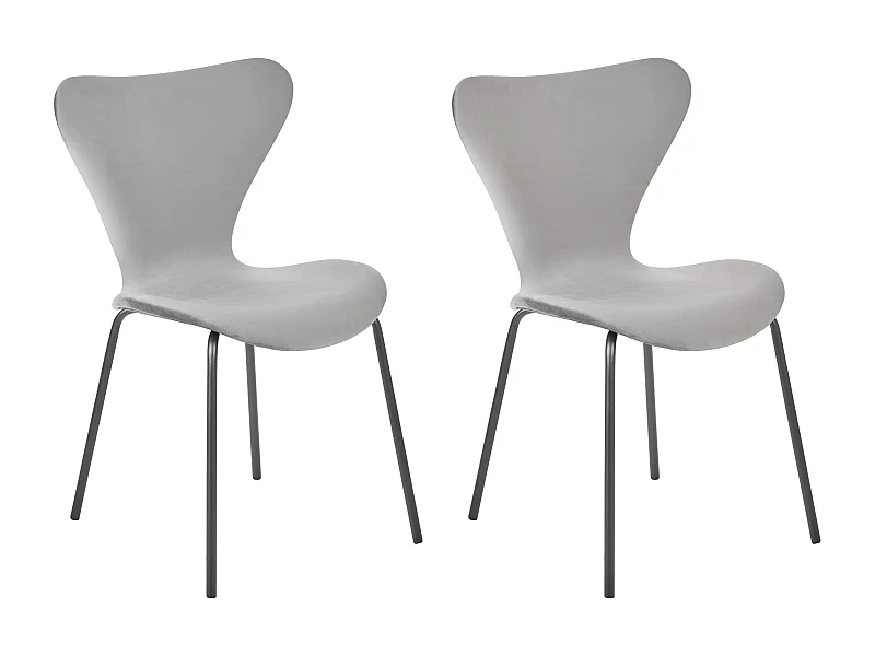 Lot de 2 chaises de salle à manger BOONVILLE Velours Gris clair