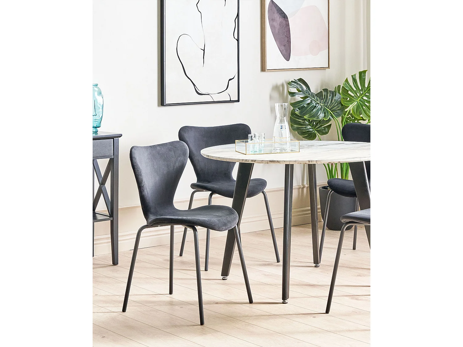 Lot de 2 chaises de salle à manger BOONVILLE Velours Noir