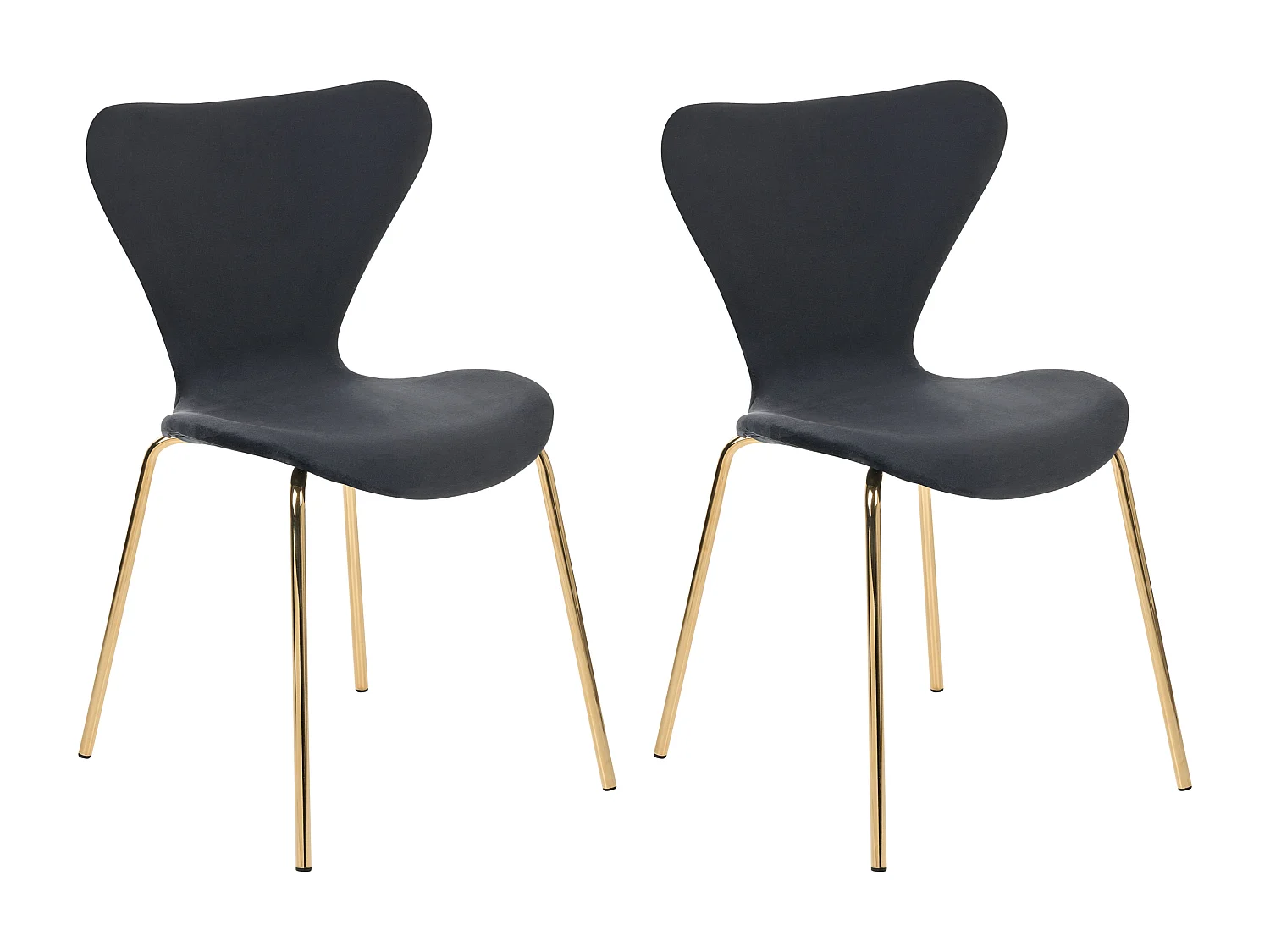 Set van 2 eetkamerstoelen BOONVILLE Fluweel Zwart