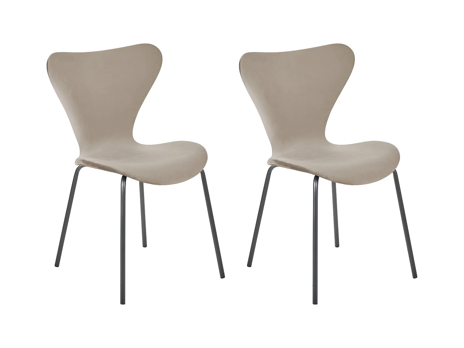 Eetkamerstoel Set van 2 Fluweel Taupe BOONVILLE