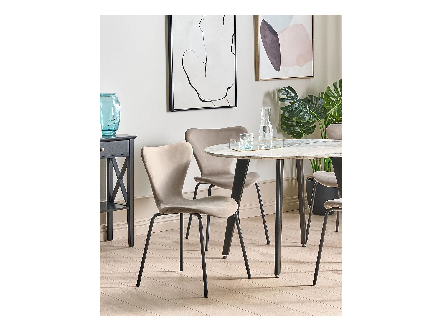 Eetkamerstoel Set van 2 Fluweel Taupe BOONVILLE