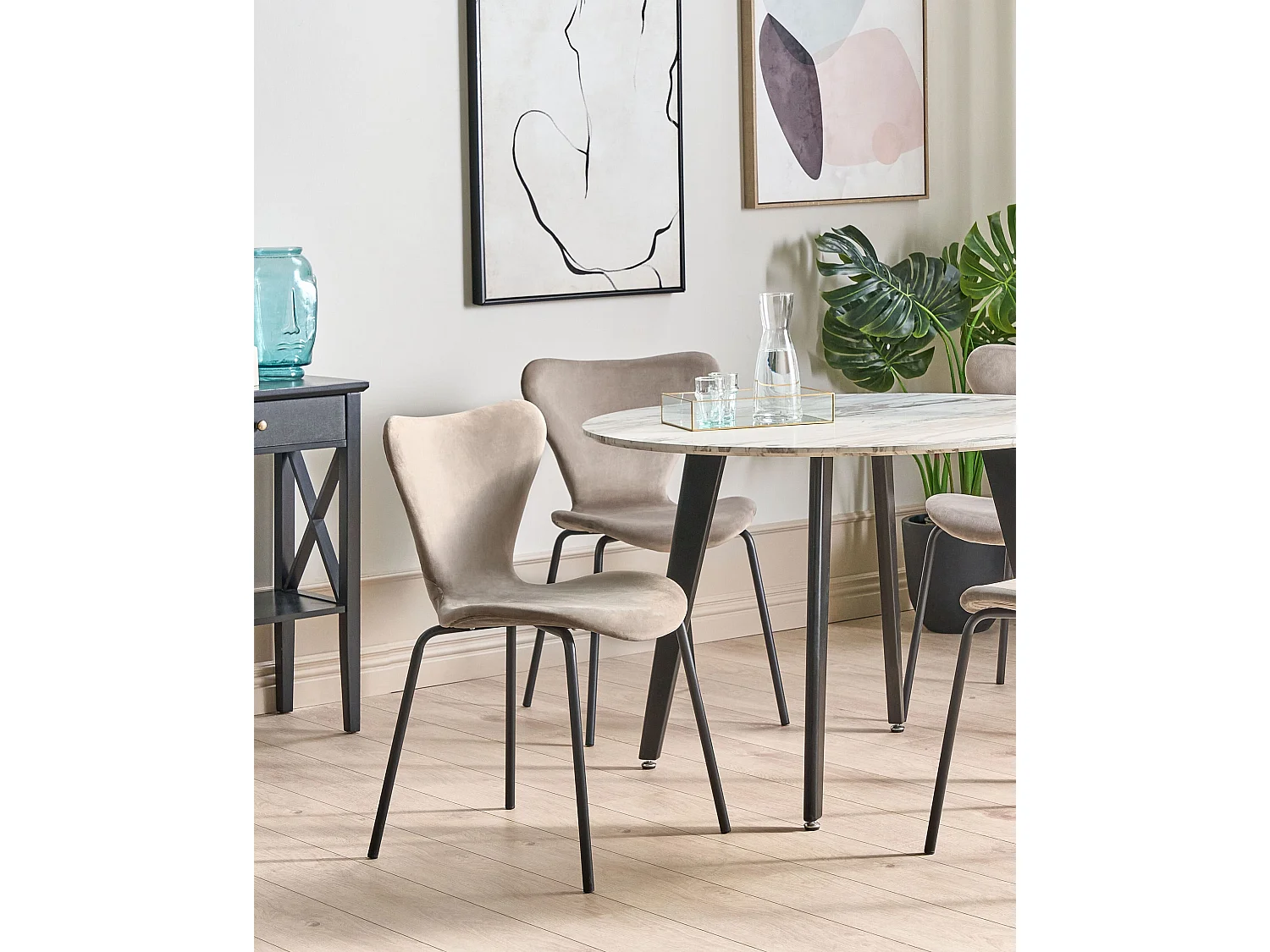 Eetkamerstoel Set van 2 Fluweel Taupe BOONVILLE