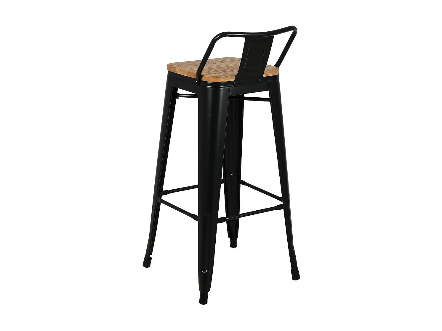 Tabouret de bar en métal laqué et bois d'orme huilé (Lot de 4)