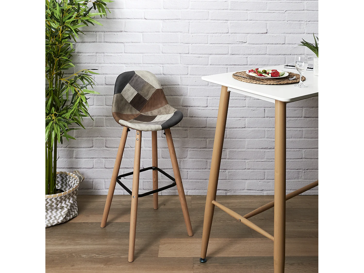 Lot De 2 Tabourets De Bar Patchwork Pu