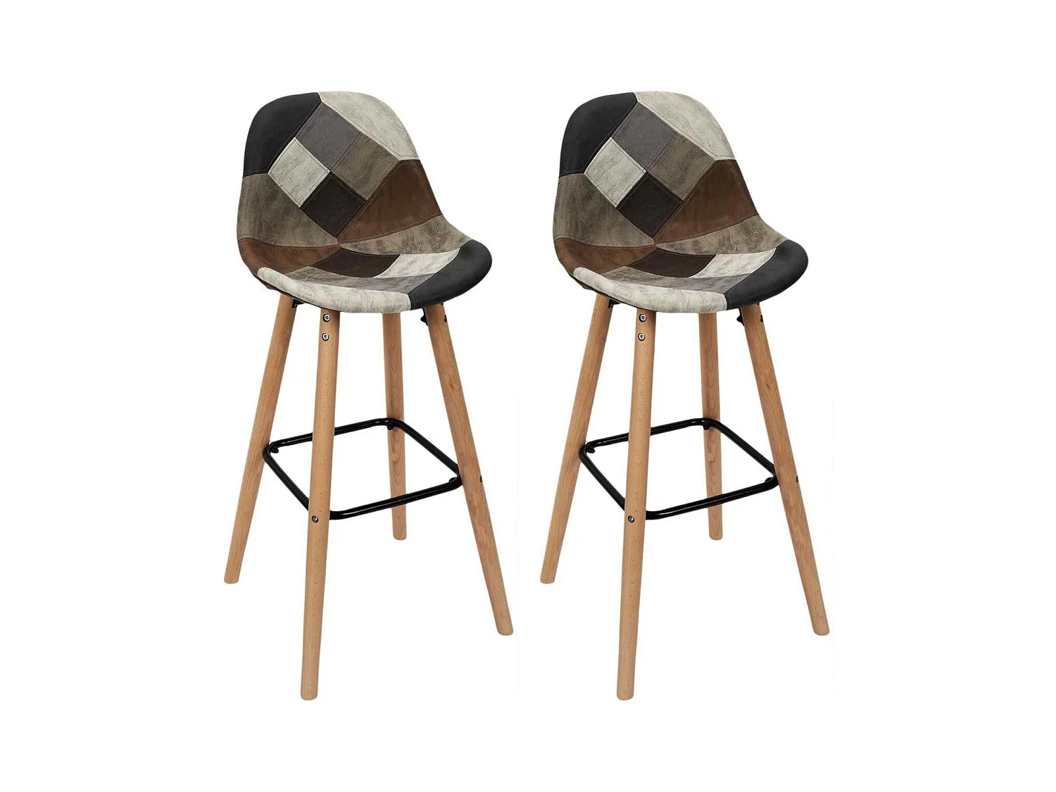 Lot De 2 Tabourets De Bar Patchwork Pu