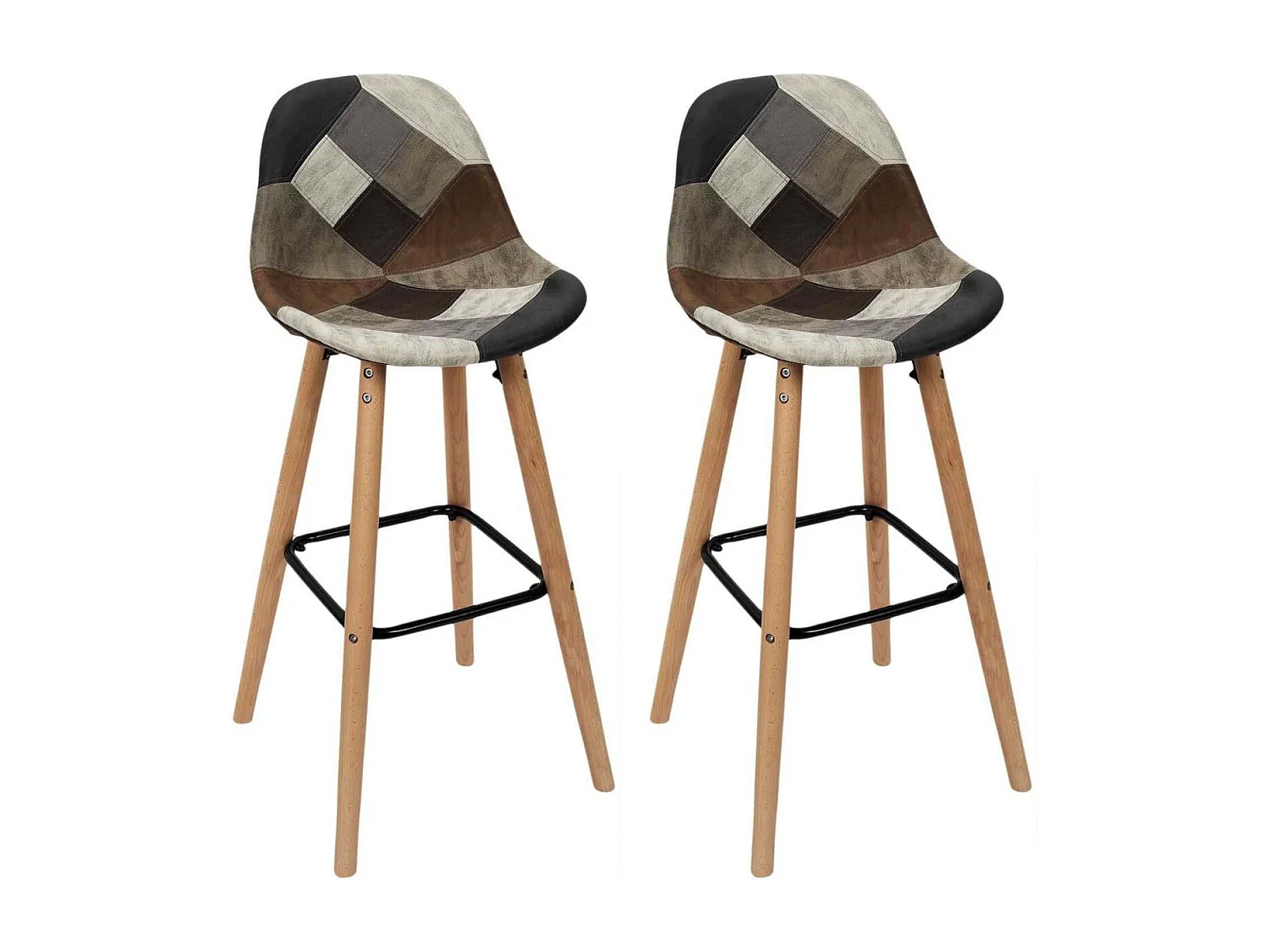Lot De 2 Tabourets De Bar Patchwork Pu