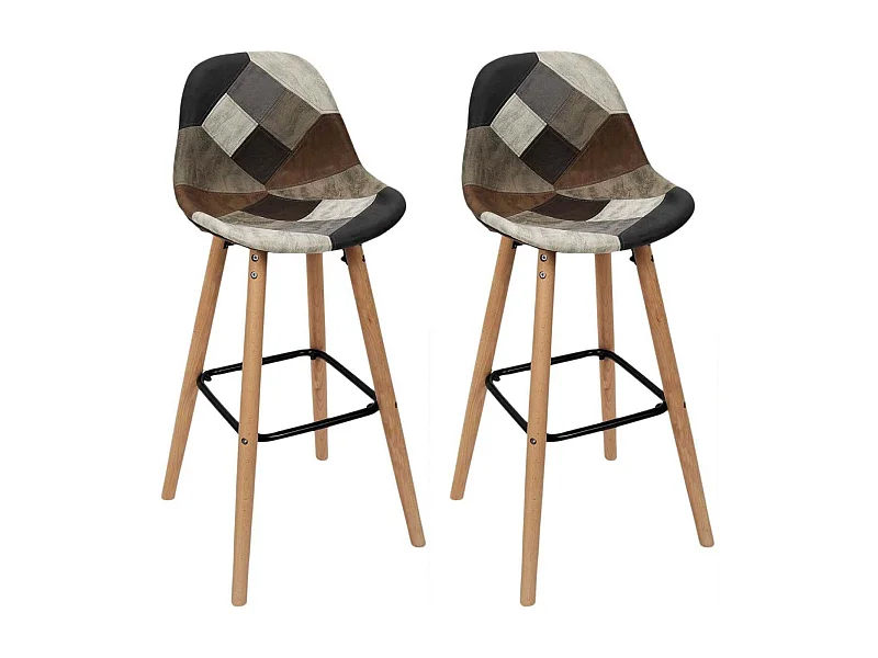 Lot De 2 Tabourets De Bar Patchwork Pu