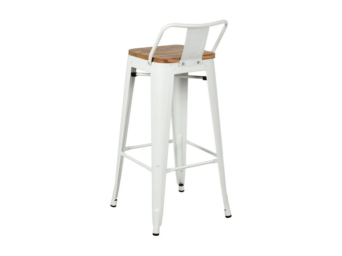 Tabouret de bar en métal laqué et bois d'orme huilé (Lot de 4)