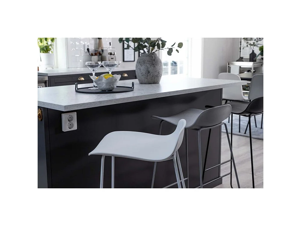 Wave Tabouret de bar, Chaise coque, gris.