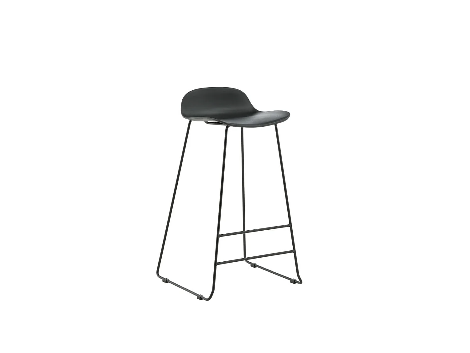 Wave Tabouret de bar, Chaise coque, noir.