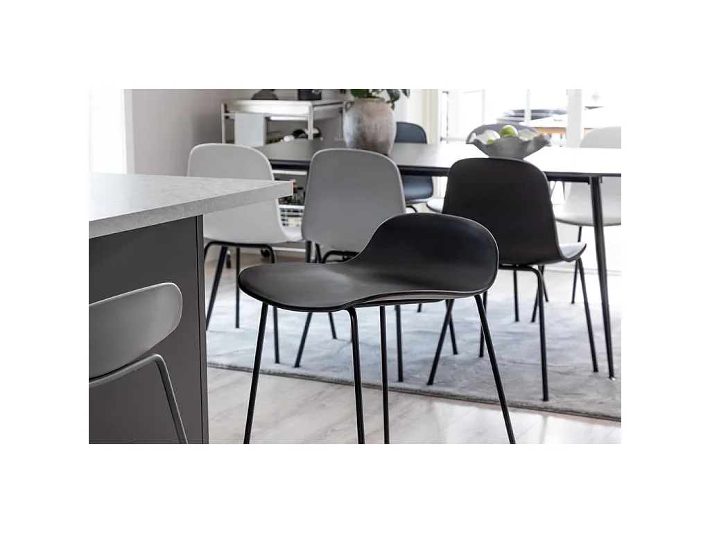 Wave Tabouret de bar, Chaise coque, noir.
