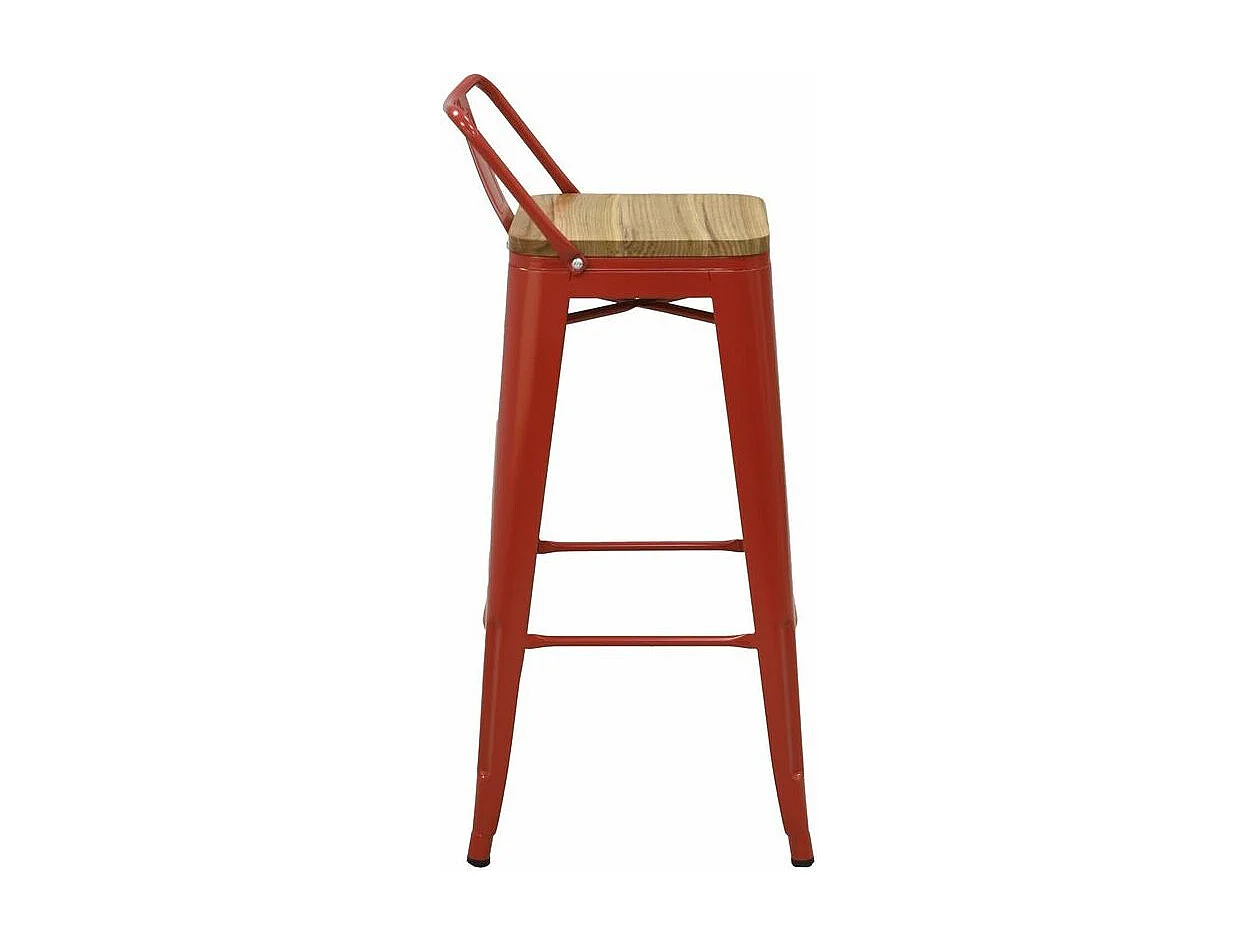Tabouret de bar en métal laqué et bois d'orme huilé (Lot de 4)