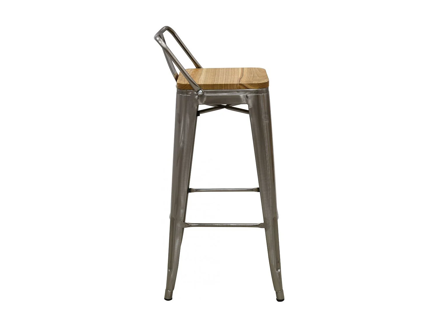 Tabouret de bar en métal laqué et bois d'orme huilé (Lot de 4)